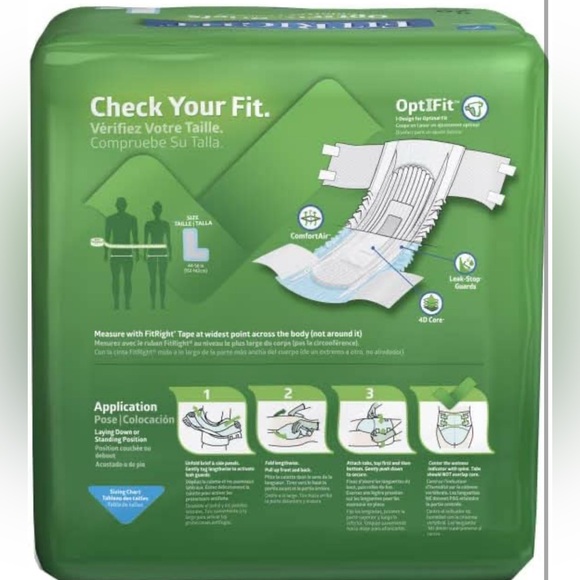 FitRightOptiFitUltraAdult Briefs🩲Incontinence Diapers wTabsLarge44-56" 20 Count - Picture 3 of 6